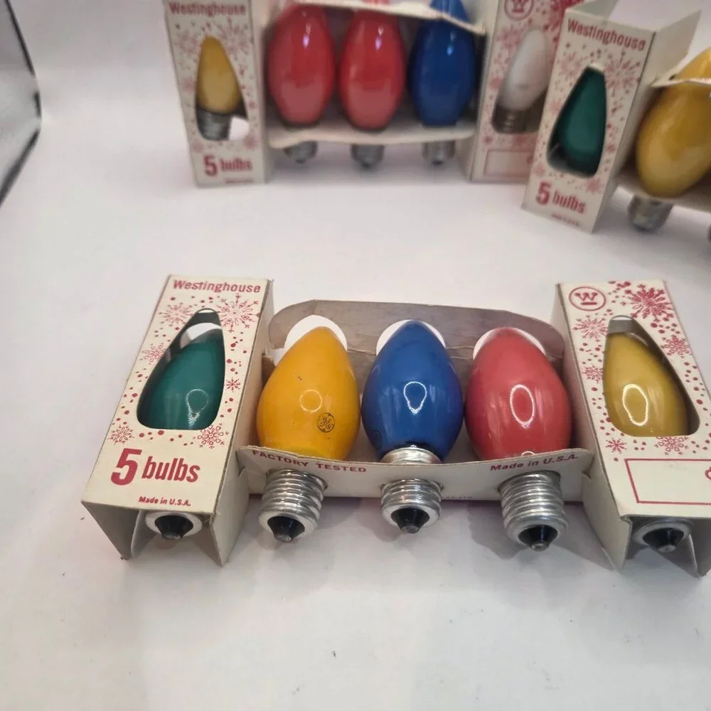 Westinghouse Vintage Christmas C7 Light Bulbs Multi-Color 5 Bulb Packs Boxed